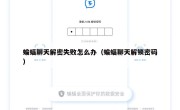 蝙蝠聊天解密失败怎么办（蝙蝠聊天解锁密码）