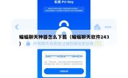 蝙蝠聊天神器怎么下载（蝙蝠聊天软件243）