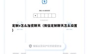 定制v怎么加密聊天（微信定制聊天怎么设置）