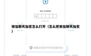 微信聊天加密怎么打开（怎么把微信聊天加密）
