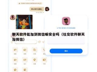 聊天软件能加到微信嘛安全吗（社交软件聊天加微信）