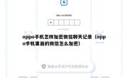 oppo手机怎样加密微信聊天记录（oppo手机里面的微信怎么加密）