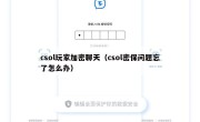 csol玩家加密聊天（csol密保问题忘了怎么办）