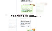 万青聊天软件安全吗（万青encore）