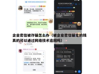 企业密信被诈骗怎么办（被企业密信骗走的钱真的可以通过网络技术追回吗）