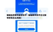 蝙蝠加密聊天解密软件（蝙蝠聊天软件忘记解锁密码怎么找回）
