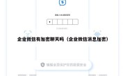 企业微信有加密聊天吗（企业微信消息加密）