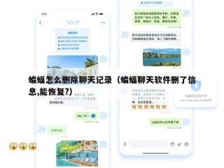 蝙蝠怎么删除聊天记录（蝙蝠聊天软件删了信息,能恢复?）