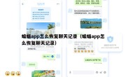蝙蝠app怎么恢复聊天记录（蝙蝠app怎么恢复聊天记录）