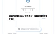蝙蝠加密聊天ios下载不了（蝙蝠密聊苹果下载）