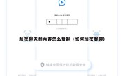 加密聊天群内客怎么复制（如何加密群聊）
