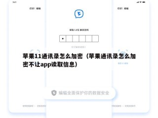 苹果11通讯录怎么加密（苹果通讯录怎么加密不让app读取信息）