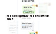 萝卜密聊如何删除好友（萝卜蜜的功效与作用及图片）