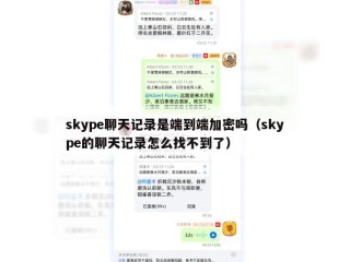 skype聊天记录是端到端加密吗（skype的聊天记录怎么找不到了）