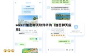secret加密聊天软件华为（加密聊天应用）